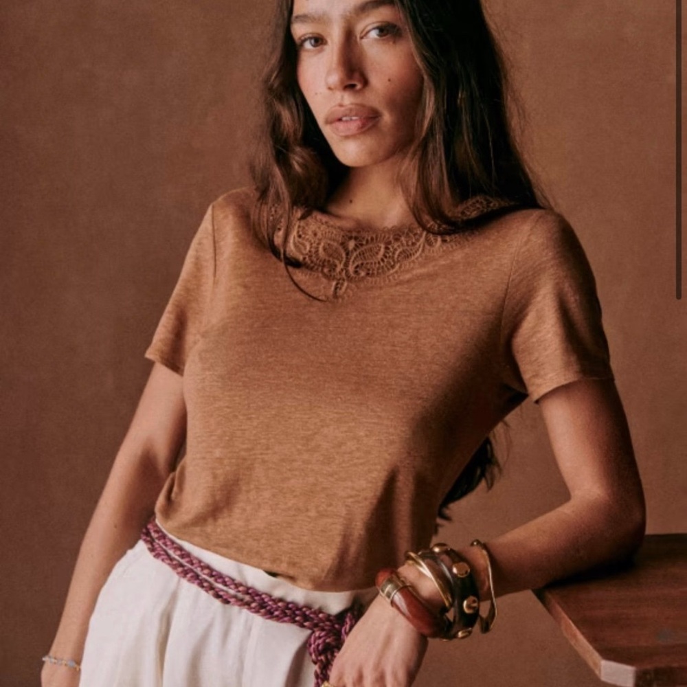 Sezane MINA Brown T-Shirt Size S
